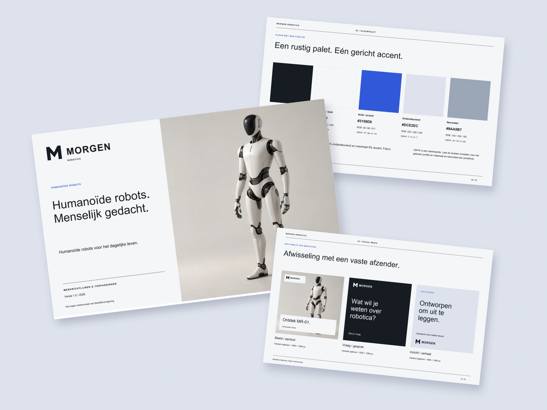 Stijlgids en toepassingen van MORGEN Robotics, een eigen merkconcept
