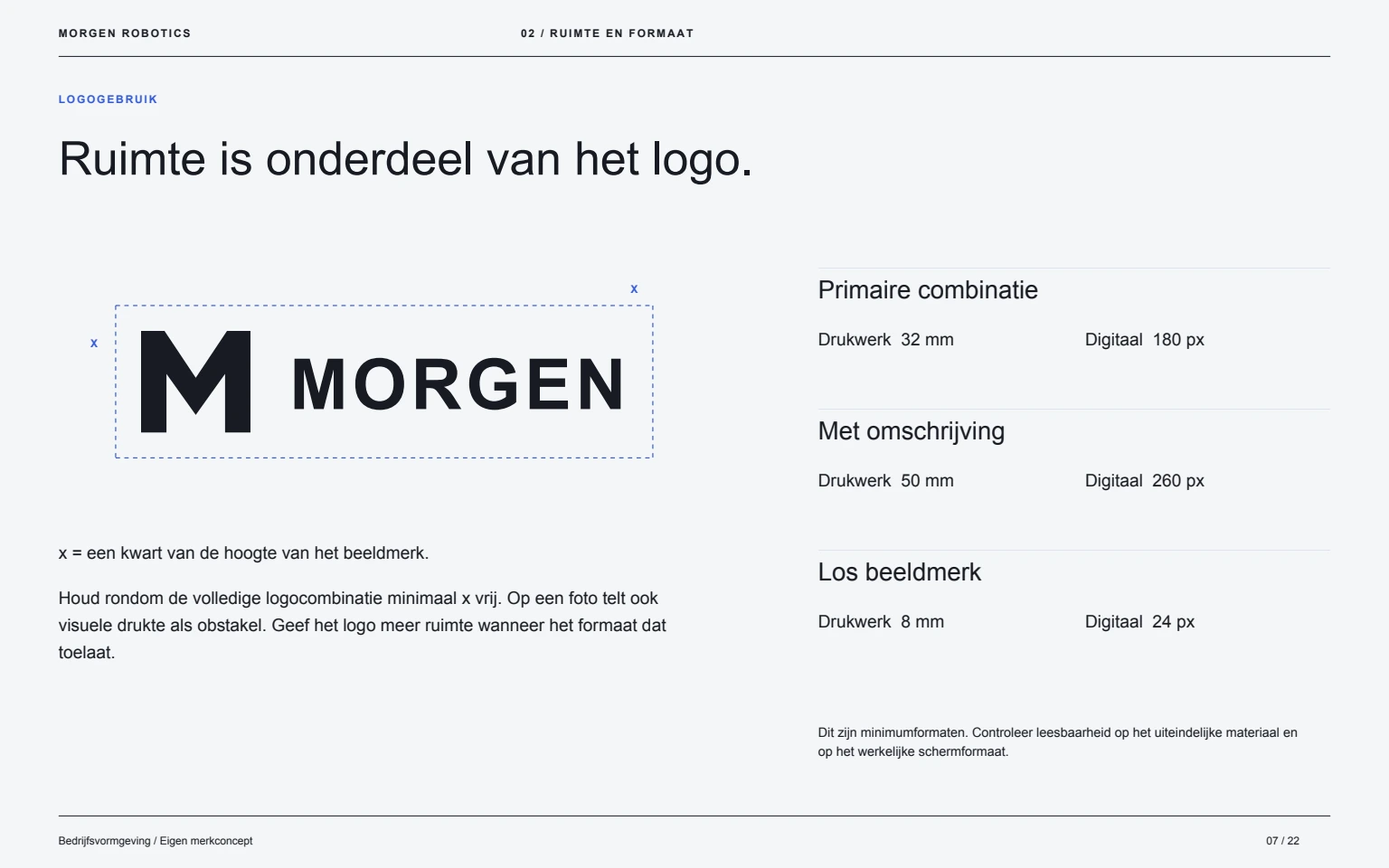 MORGEN Robotics: Vrije ruimte en minimumformaten