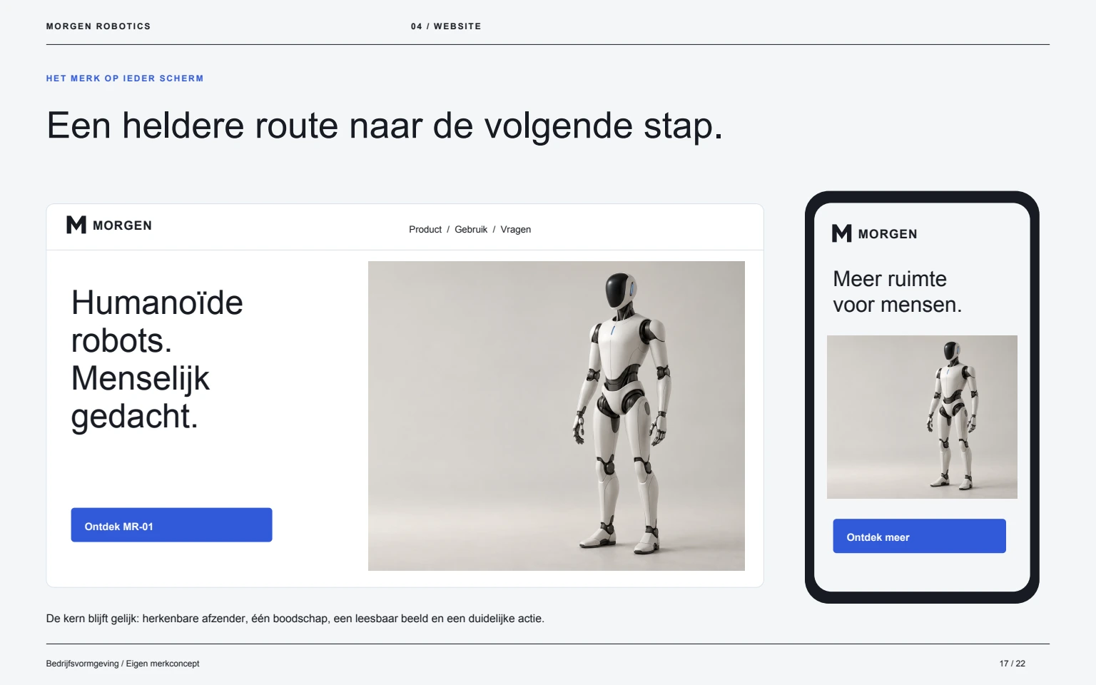 MORGEN Robotics: Website op desktop en mobiel